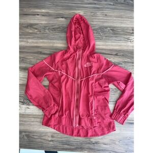 Nike Full Zip Windbreakers Hoodie Jacket Women's‎ Small Pink Zip Pockets